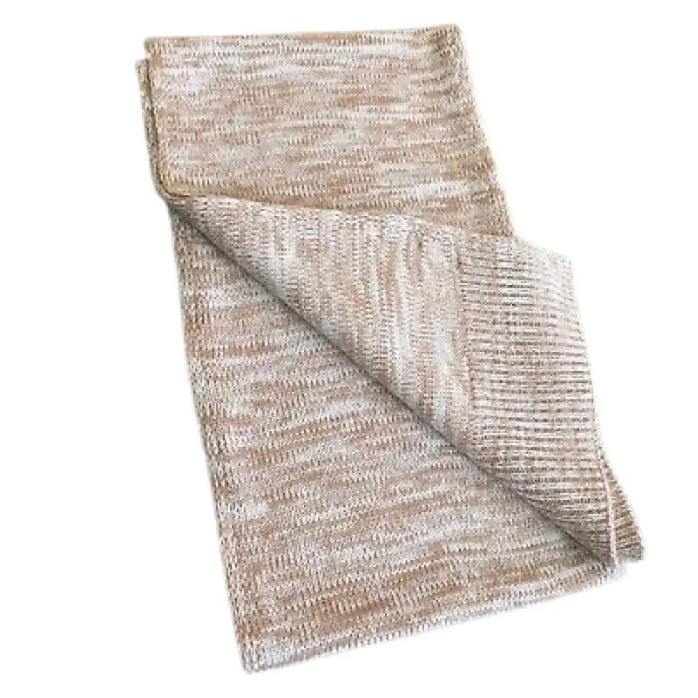 All Saints Marled Ribbed Almond Brown Scarf Wool NWT